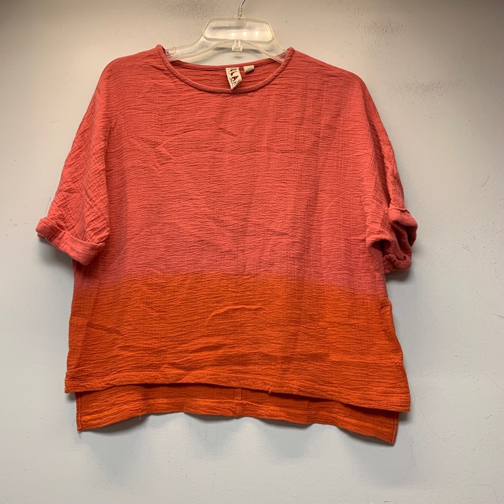Dolan Left Coast Collection Top Womens L Pink Orange Colorblock Cotton Gauze EX